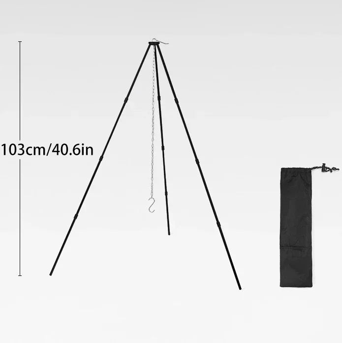 Outdoor Portable Large Bonfire Tripod | Campfire BBQ Grill & Cooking Pot Hanging Stand