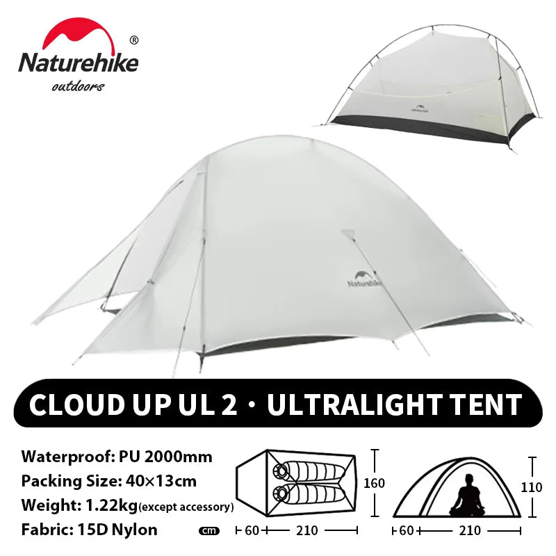 Naturehike Cloud Up 2 Ultralight 2 Person Camping Tent | 20D Waterproof