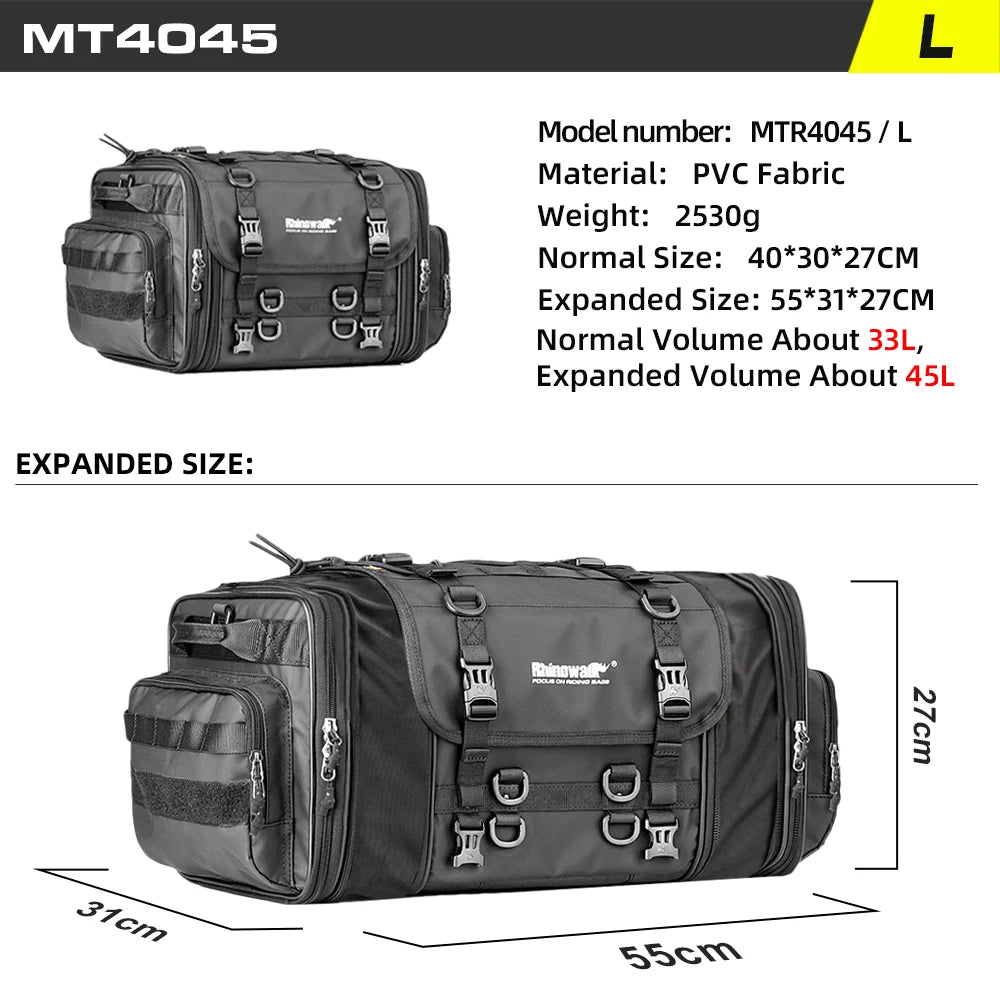 Expandable Waterproof Motorcycle Duffle Bag | 19L-80L Tail/Rack Luggage