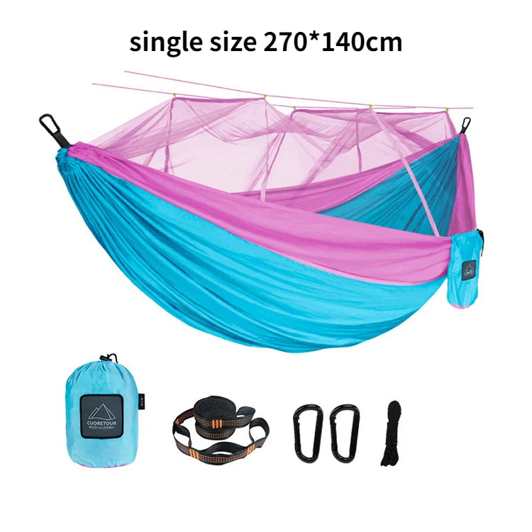 Portable Nylon Camping Hammock with Mosquito Net