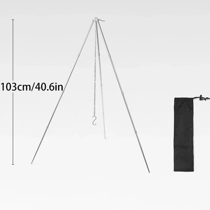 Outdoor Portable Large Bonfire Tripod | Campfire BBQ Grill & Cooking Pot Hanging Stand