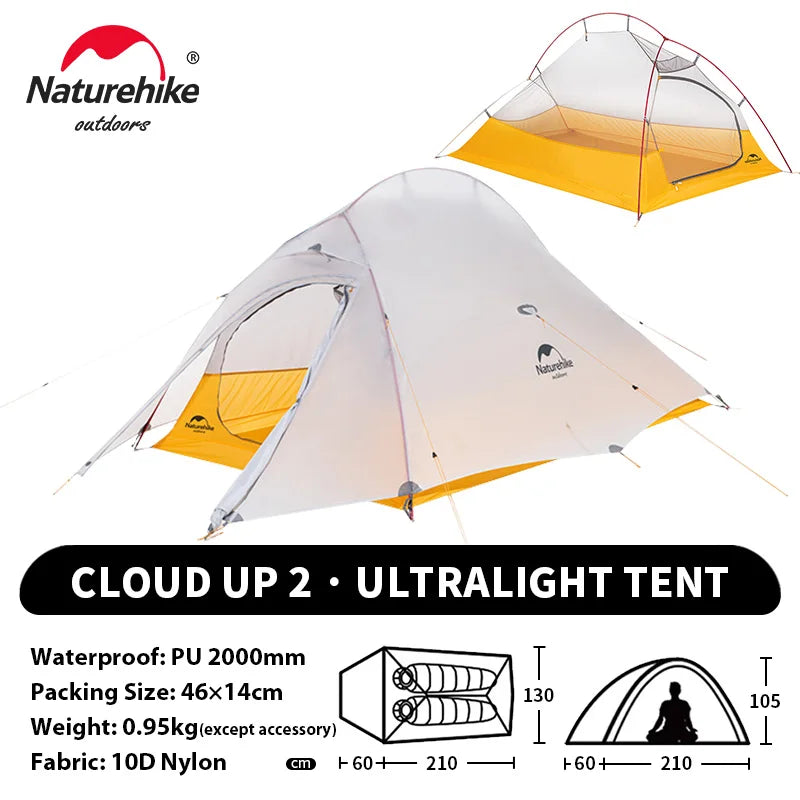 Naturehike Cloud Up 2 Ultralight 2 Person Camping Tent | 20D Waterproof
