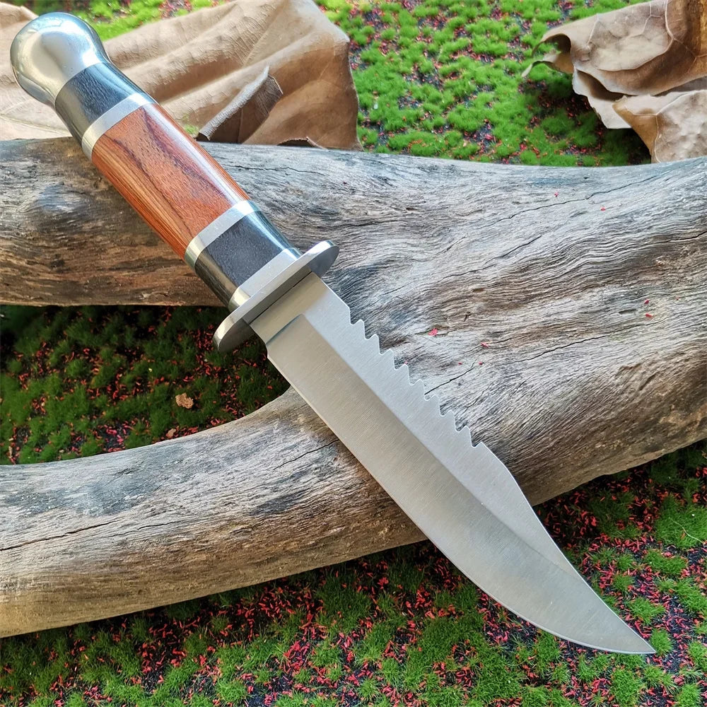 Tactical Fixed Blade Knife | 7Cr13Mov Steel Wood Handle