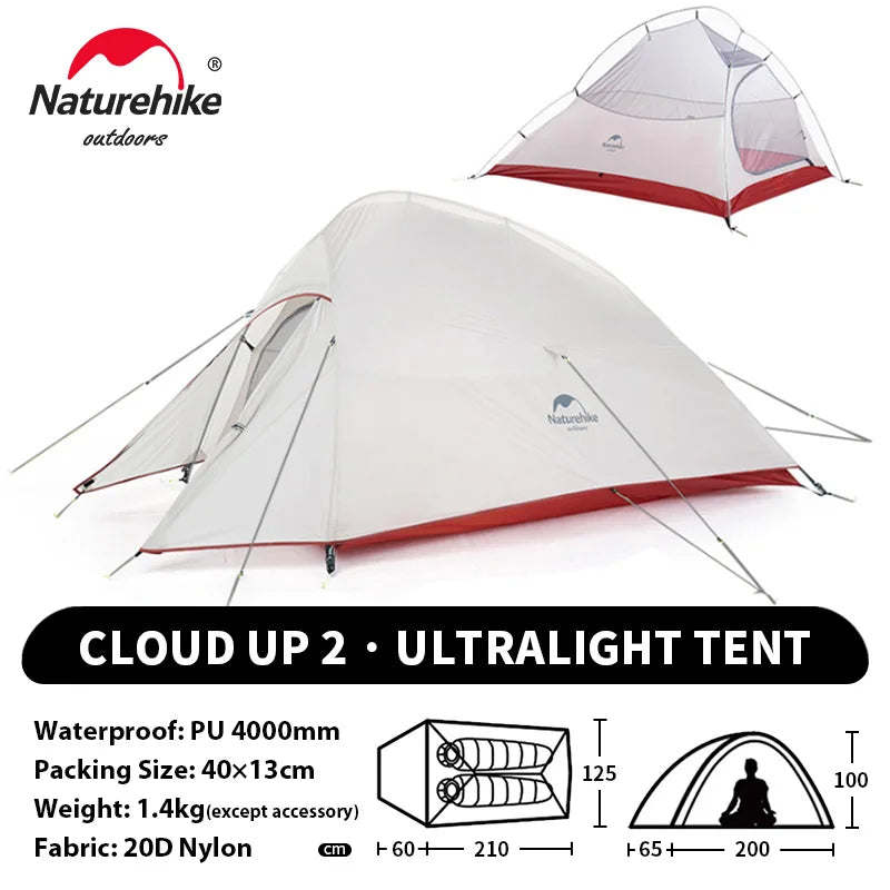 Naturehike Cloud Up 2 Ultralight 2 Person Camping Tent | 20D Waterproof