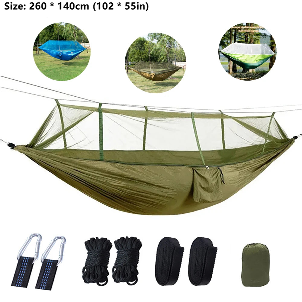 Portable Outdoor Double Hammock with Mosquito Net | Sleeping Hanging Hammock