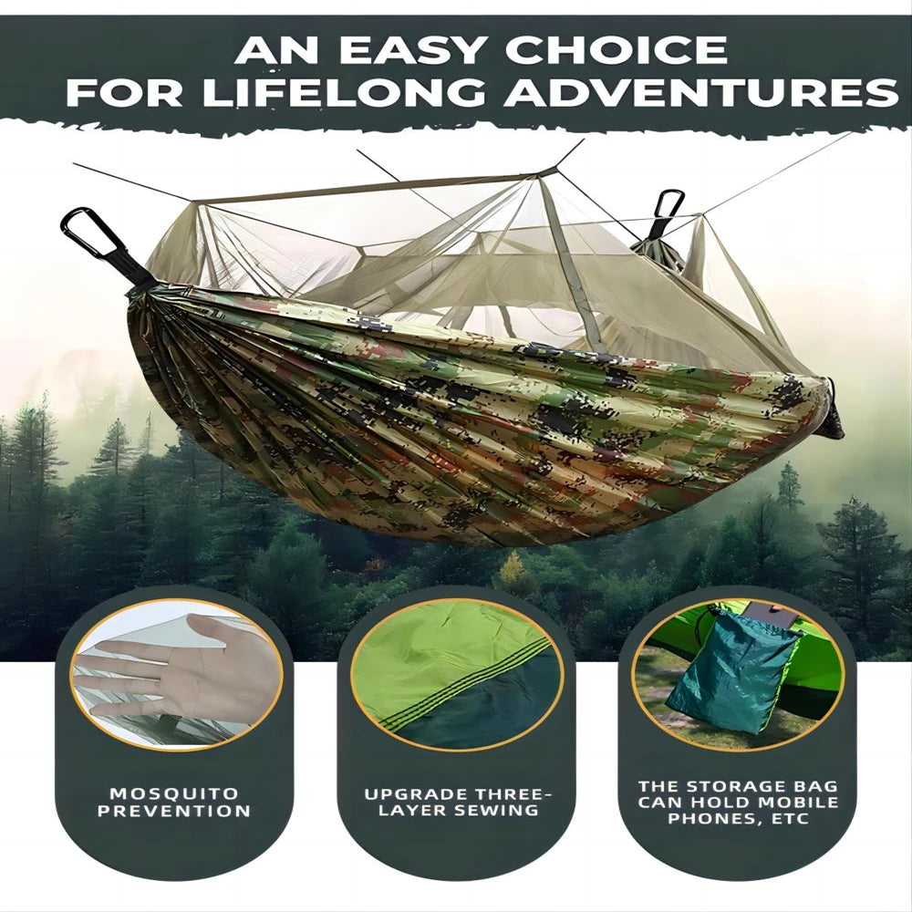 Portable Outdoor Double Hammock with Mosquito Net | Sleeping Hanging Hammock