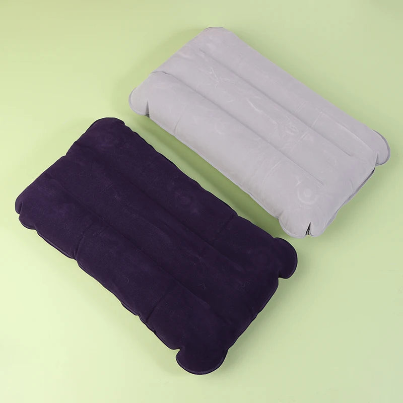 Portable Inflatable Flocking PVC Pillow | Travel Outdoor Head Rest