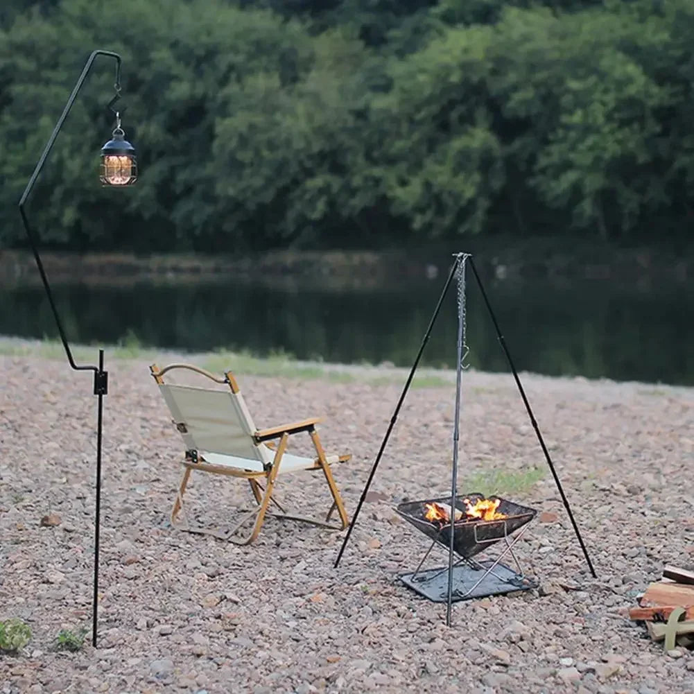 Outdoor Portable Large Bonfire Tripod | Campfire BBQ Grill & Cooking Pot Hanging Stand