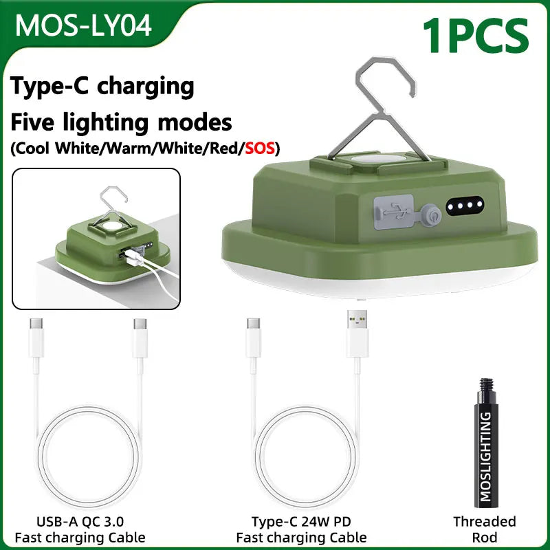Rechargeable Camping Lantern with Magnet & Zoom | Portable Tent Lamp & Work Light