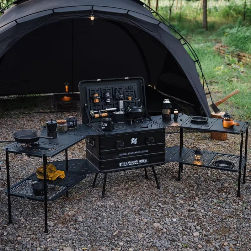 Multifunctional Modular Aluminum Camping Table & Storage Case