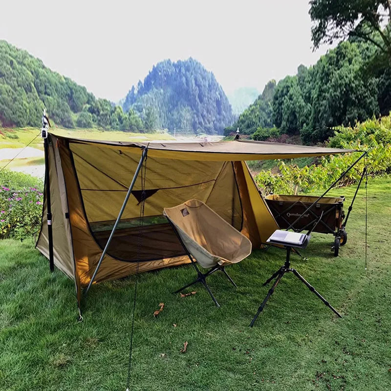 Camping Single Layer Two Person Tent Shelter | 2-in-1 Windproof Light Weight Tent (No Poles)