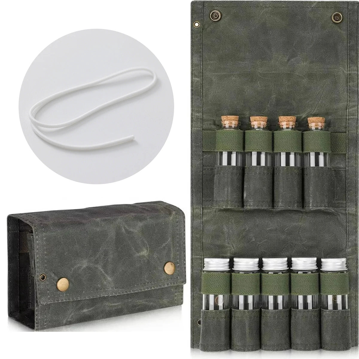 Portable Canvas Camping Spice Kit Organizer | Waterproof with 6 Containers