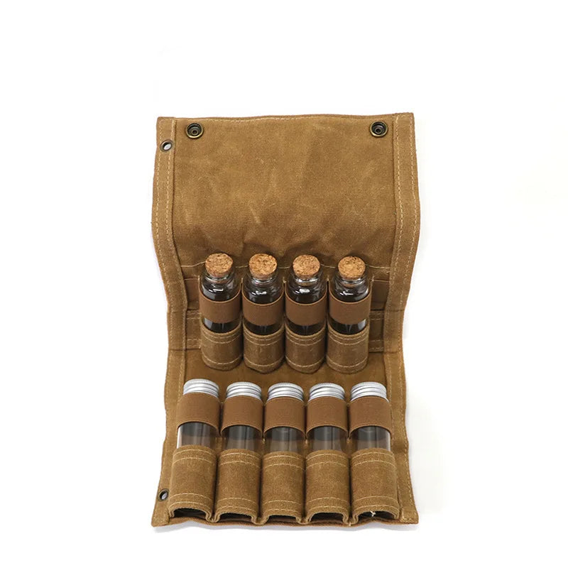 Portable Canvas Camping Spice Kit Organizer | Waterproof with 6 Containers