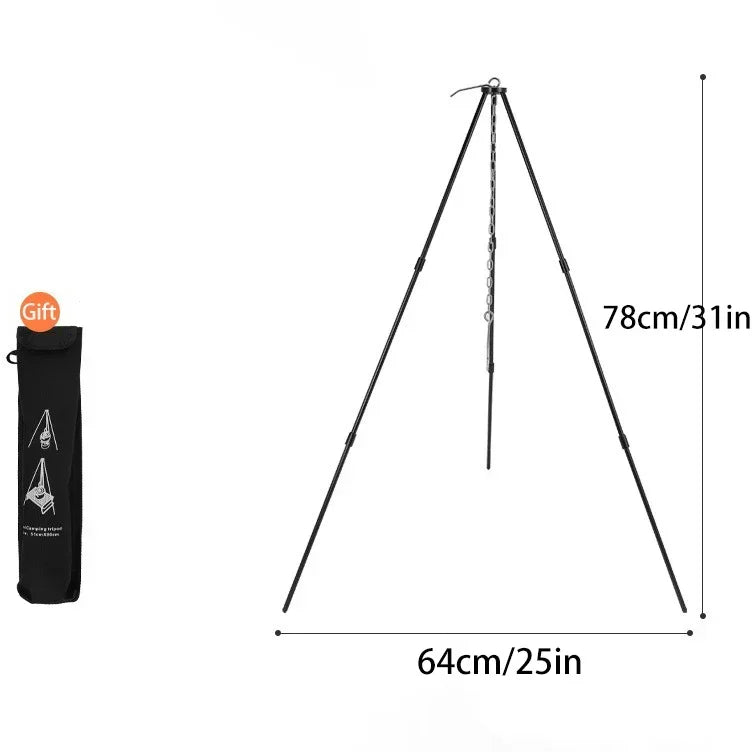 Outdoor Portable Large Bonfire Tripod | Campfire BBQ Grill & Cooking Pot Hanging Stand