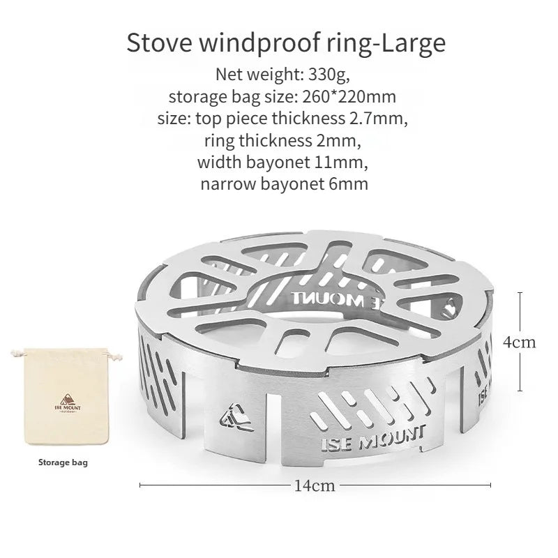 Camping Stove Windproof Ring | Portable Stainless Steel Windblock (Large Size)