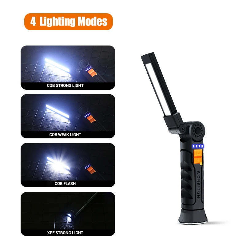 Multifunctional COB LED Flashlight | Portable Magnetic Work Light & Lantern