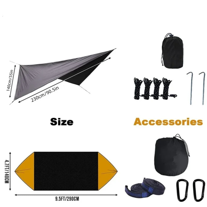 Camping Hammock with Mosquito Net & Rain Fly Tarp