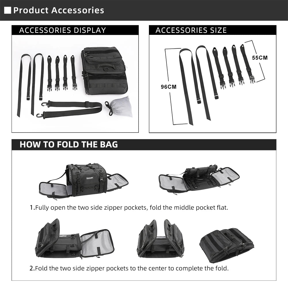 Expandable Waterproof Motorcycle Duffle Bag | 19L-80L Tail/Rack Luggage