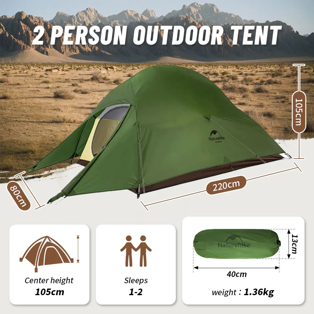 Naturehike Cloud Up 2 Ultralight 2 Person Camping Tent | 20D Waterproof