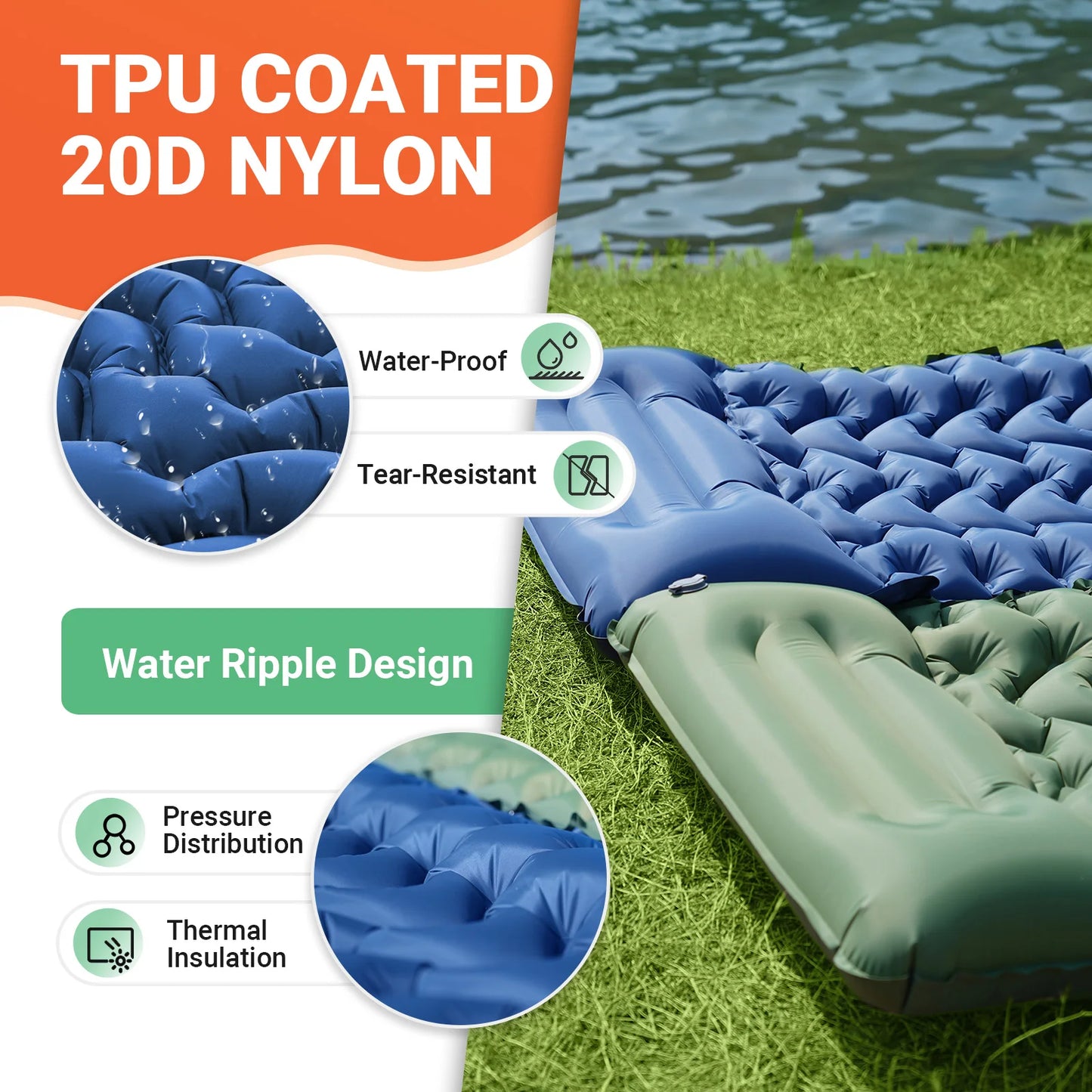 Self-Inflating Sleeping Pad | Ultralight Inflatable Mat with Built-in Foot Pump