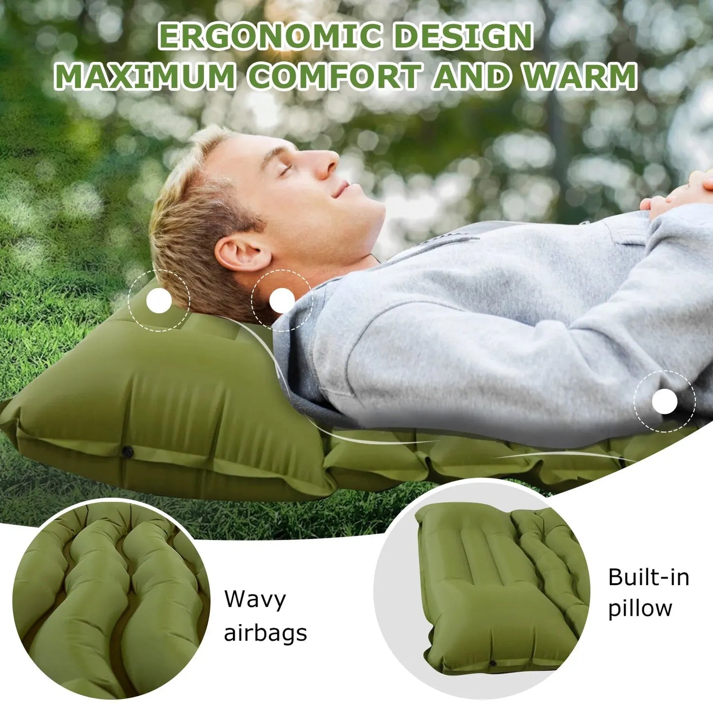 Thicken Inflatable Sleeping Pad | Built-in Pillow & Pump