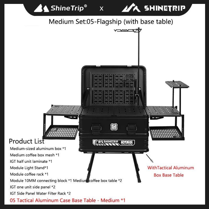 Multifunctional Modular Aluminum Camping Table & Storage Case