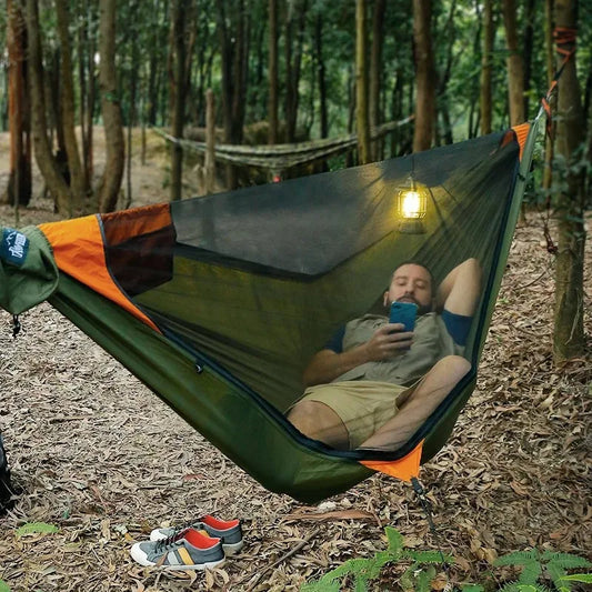Portable Outdoor Quick Open Anti-Rollover Mosquito Net Hammock