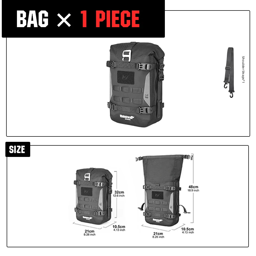 Waterproof 6L Motorcycle Bumper Bag | Side Frame Travel Luggage