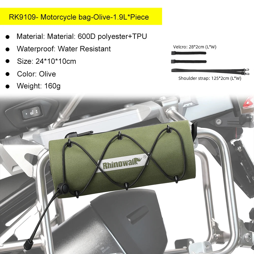Motorcycle Frame Crash Bar Bag | Waterproof 1.9L Portable Saddlebag & Tool Kit