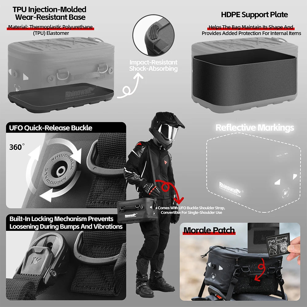 Motorcycle Top Bag | Waterproof Dry Top Side Case Expansion Bag Hardshell Saddle Luggage