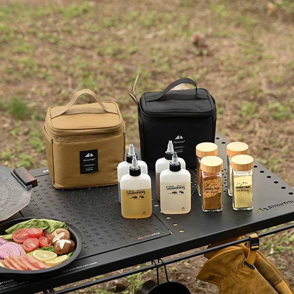 Portable Camping Seasoning Bottle Set | Sealing Oil Bottles & Storage Bag