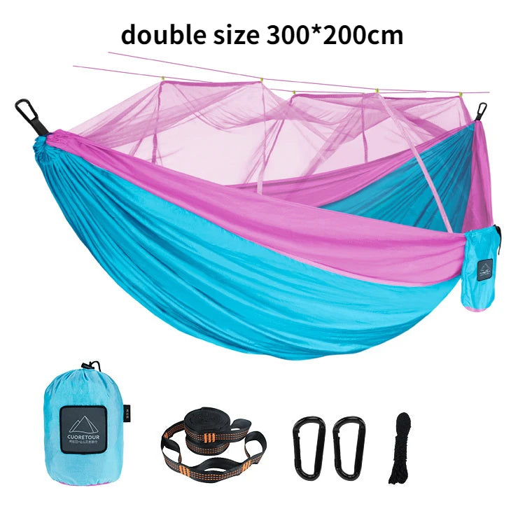 Portable Nylon Camping Hammock with Mosquito Net