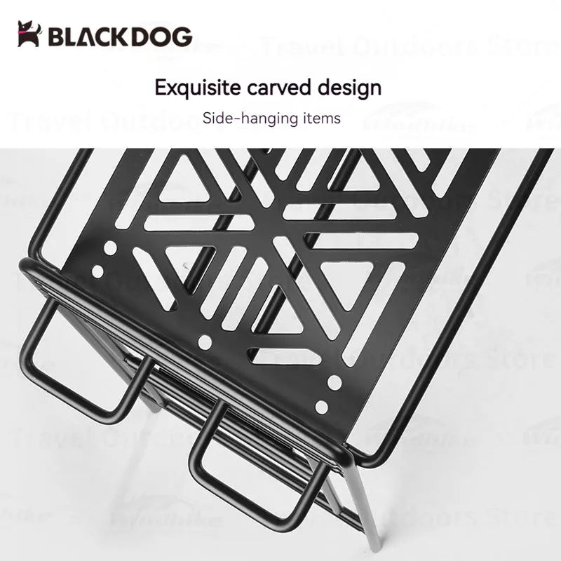 Camping Iron Storage Shelf Table | Portable Folding with Hangers